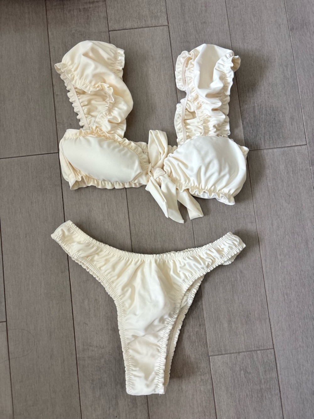 Strawberry Milk Mob Cream Ruched Swim Bottoms